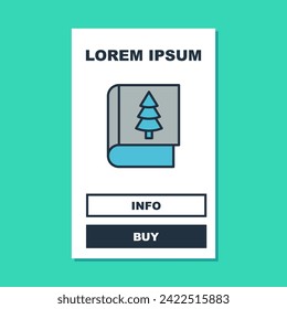 Filled outline Christmas book cover or flyer template icon isolated on turquoise background. Merry Christmas and Happy New Year.  Vector