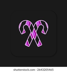 Filled outline Christmas candy cane with stripes icon isolated on black background. Merry Christmas and Happy New Year. Flat filled outline style with shadow. Vector