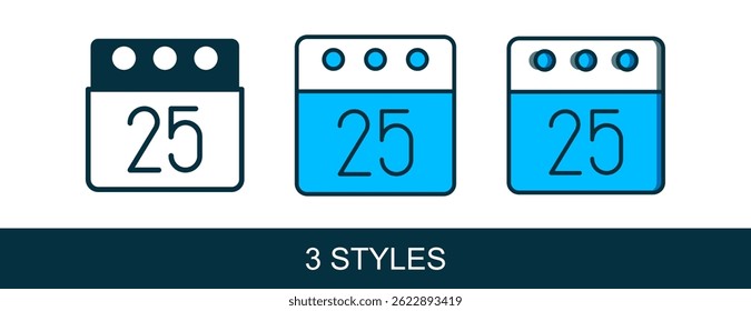 Filled outline Christmas day calendar icon isolated on white background. Event reminder symbol. Merry Christmas and Happy New Year.  Vector