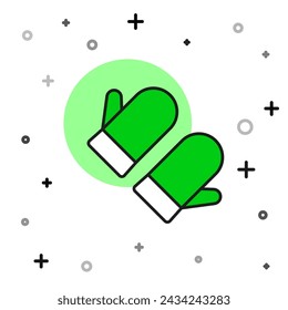 Filled outline Christmas mitten icon isolated on white background. Merry Christmas and Happy New Year.  Vector