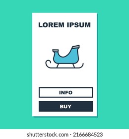 Filled outline Christmas santa claus sleigh icon isolated on turquoise background. Merry Christmas and Happy New Year.  Vector