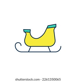 Filled outline Christmas santa claus sleigh icon isolated on white background. Merry Christmas and Happy New Year.  Vector