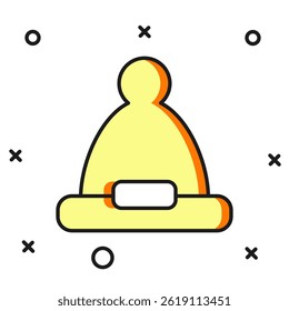 Filled outline Christmas Santa Claus hat icon isolated on white background. Merry Christmas and Happy New Year. Flat filled outline style with shadow. Vector