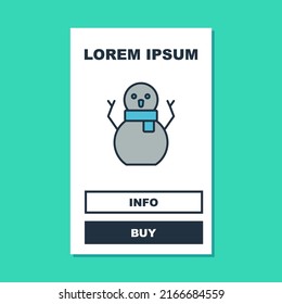 Filled outline Christmas snowman icon isolated on turquoise background. Merry Christmas and Happy New Year.  Vector