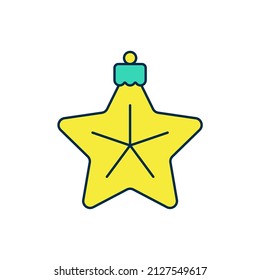 Filled outline Christmas star icon isolated on white background. Merry Christmas and Happy New Year.  Vector