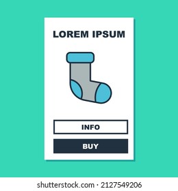 Filled outline Christmas stocking icon isolated on turquoise background. Merry Christmas and Happy New Year.  Vector