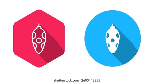 Filled and outline Christmas toy icon isolated with long shadow background. Merry Christmas and Happy New Year.  Vector