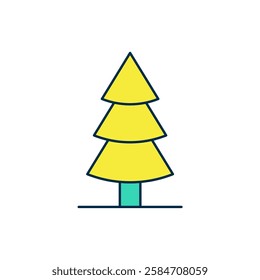 Filled outline Christmas tree icon isolated on white background. Merry Christmas and Happy New Year.  Vector