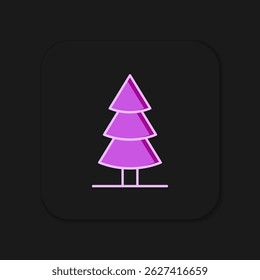 Filled outline Christmas tree icon isolated on black background. Merry Christmas and Happy New Year. Flat filled outline style with shadow. Vector