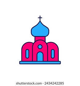 Filled outline Church building icon isolated on white background. Christian Church. Religion of church.  Vector