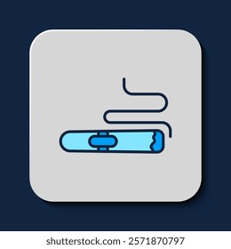 Filled outline Cigar icon isolated on blue background.  Vector