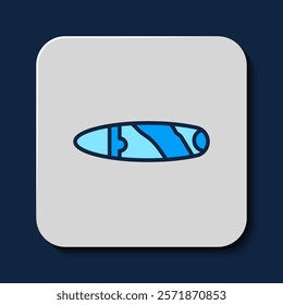 Filled outline Cigar icon isolated on blue background.  Vector