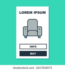 Filled outline Cinema chair icon isolated on turquoise background.  Vector
