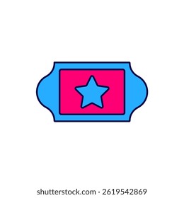 Filled outline Cinema ticket icon isolated on white background.  Vector