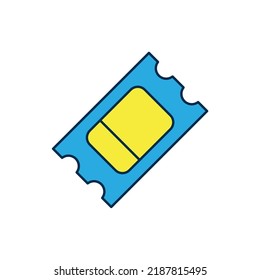 Filled outline Circus ticket icon isolated on white background. Amusement park.  Vector