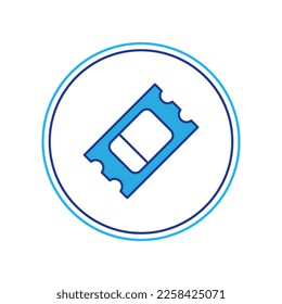 Filled outline Circus ticket icon isolated on white background. Amusement park.  Vector