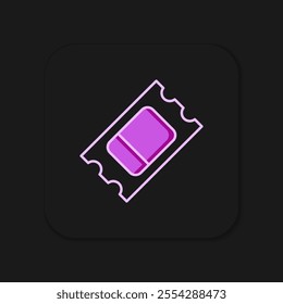Filled outline Circus ticket icon isolated on black background. Amusement park. Flat filled outline style with shadow. Vector