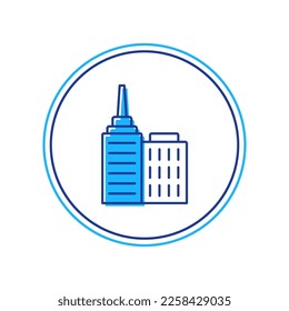 Filled outline City landscape icon isolated on white background. Metropolis architecture panoramic landscape.  Vector