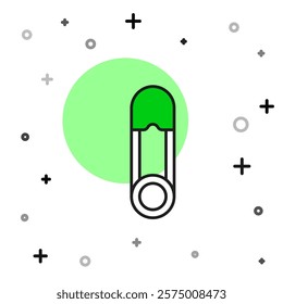 Filled outline Classic closed steel safety pin icon isolated on white background.  Vector