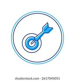 Filled outline Classic dart board and arrow icon isolated on white background. Dartboard sign. Game concept.  Vector