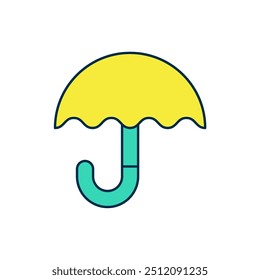 Filled outline Classic elegant opened umbrella icon isolated on white background. Rain protection symbol.  Vector