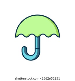 Filled outline Classic elegant opened umbrella icon isolated on white background. Rain protection symbol. Flat filled outline style with shadow. Vector