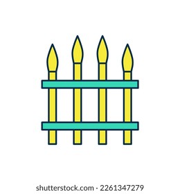 Filled outline Classic iron fence with metal pillars icon isolated on white background. Ancient wrought iron fence.  Vector