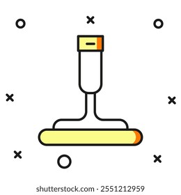 Esquema de relleno Servicio de limpieza con el limpiador de goma para el icono de las ventanas aislado en el fondo blanco. Limpiador, raspador, limpiaparabrisas. Estilo de contorno relleno plano con sombra. Vector