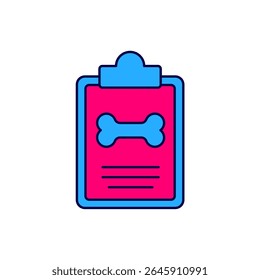 Filled outline Clipboard with medical clinical record pet icon isolated on white background. Health insurance form. Medical check marks report.  Vector