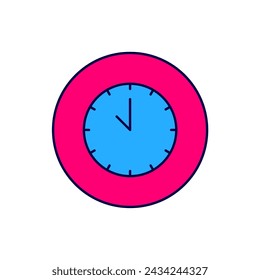 Filled outline Clock icon isolated on white background. Time symbol.  Vector