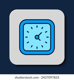 Icono Reloj aislado sobre fondo azul. Símbolo de tiempo.  Vector