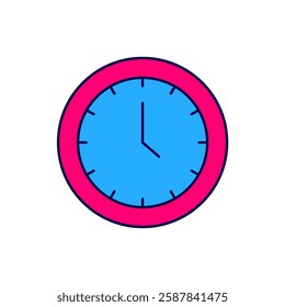 Filled outline Clock icon isolated on white background. Time symbol.  Vector