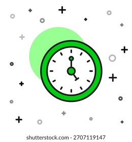 Icono de reloj de contorno lleno aislado sobre fondo blanco. Símbolo de tiempo.  Vector