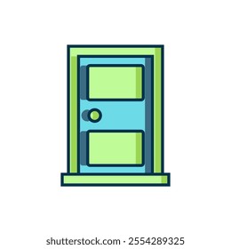 Filled outline Closed door icon isolated on white background. Flat filled outline style with shadow. Vector