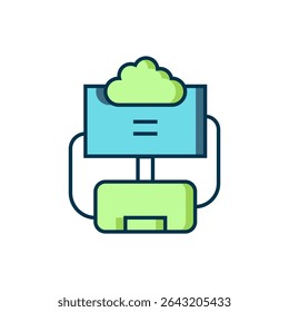 Filled outline Cloud database icon isolated on white background. Cloud computing concept. Digital service or app with data transferring. Flat filled outline style with shadow. Vector