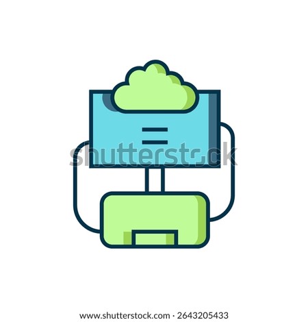 Filled outline Cloud database icon isolated on white background. Cloud computing concept. Digital service or app with data transferring. Flat filled outline style with shadow. Vector