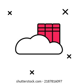 Filled outline Cloud or online library icon isolated on white background. Internet education or distance training.  Vector