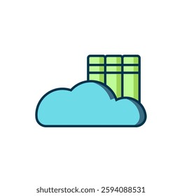 Filled outline Cloud or online library icon isolated on white background. Internet education or distance training. Flat filled outline style with shadow. Vector
