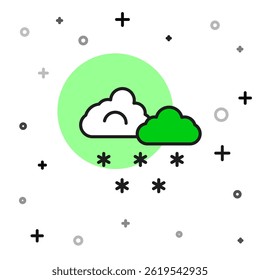 Filled outline Cloud with snow icon isolated on white background. Cloud with snowflakes. Single weather icon. Snowing sign.  Vector