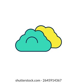 Filled outline Cloudy weather icon isolated on white background.  Vector