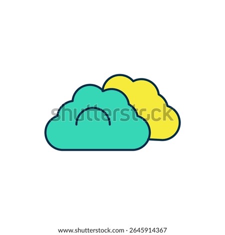 Filled outline Cloudy weather icon isolated on white background.  Vector