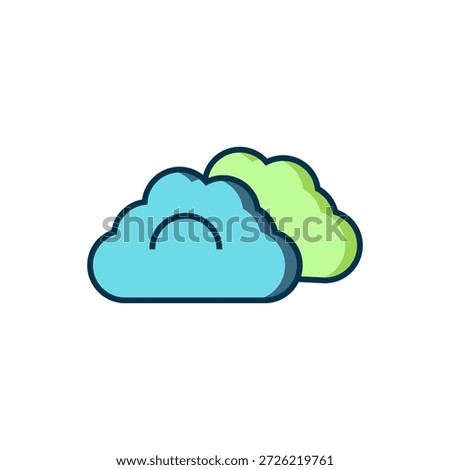 Filled outline Cloudy weather icon isolated on white background. Flat filled outline style with shadow. Vector