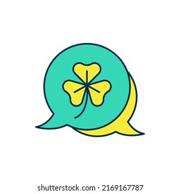Filled outline Clover trefoil leaf icon isolated on white background. Happy Saint Patricks day. National Irish holiday.  Vector