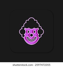 Filled outline Clown head icon isolated on black background. Flat filled outline style with shadow. Vector