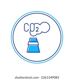 Filled outline CO2 emissions in cloud icon isolated on white background. Carbon dioxide formula, smog pollution concept, environment concept.  Vector