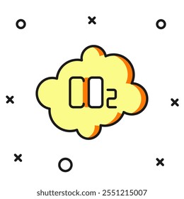 Filled outline CO2 emissions in cloud icon isolated on white background. Carbon dioxide formula, smog pollution concept, environment concept. Flat filled outline style with shadow. Vector