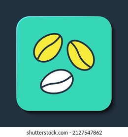 Símbolo relleno Icono de café aislado en fondo azul. Botón cuadrado turquesa. Vector