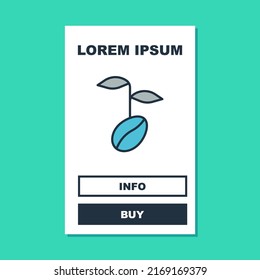 Filled outline Coffee beans icon isolated on turquoise background.  Vector