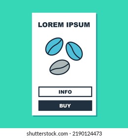 Filled outline Coffee beans icon isolated on turquoise background.  Vector