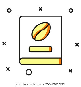 Filled outline Coffee book icon isolated on white background. Flat filled outline style with shadow. Vector
